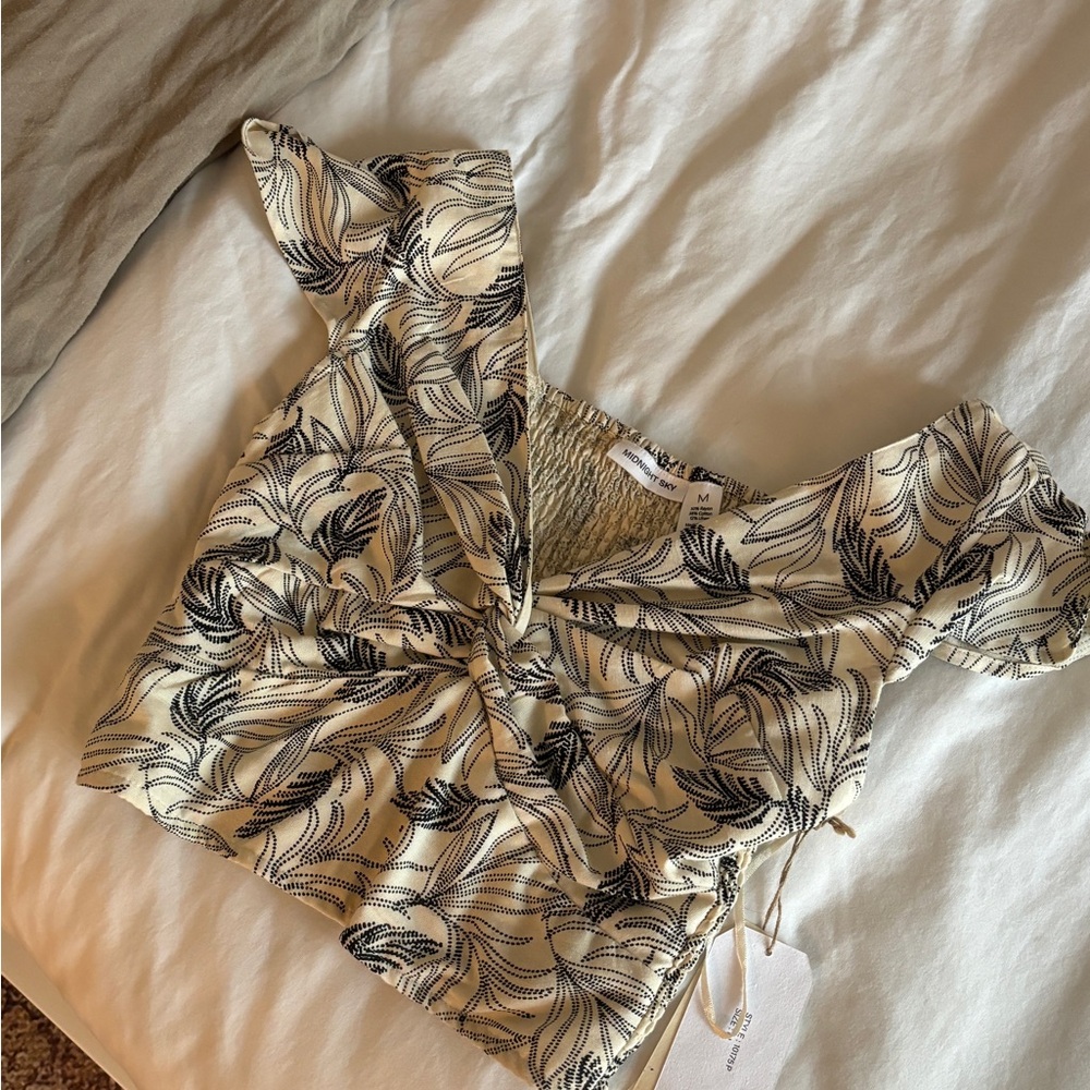Floral Cream and Black Women's Top